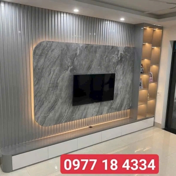 Vách Tivi Gỗ Phối Sóng Lam 4