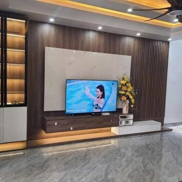 Vách Tivi Gỗ Phối Sóng Lam 5