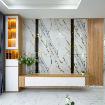 Vách Tivi Gỗ Phối Sóng Lam 6